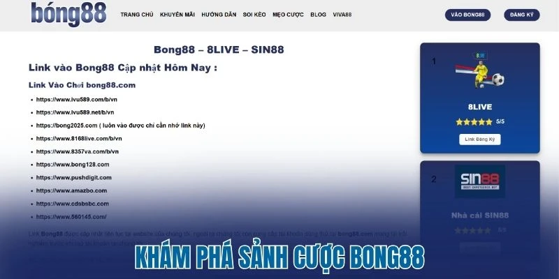 Khám phá sảnh cược Bong88